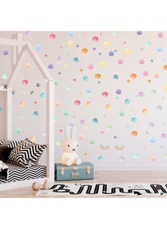 BPA 123 Pieces S Watercolor Polka Dots Wall Stickers Colorful Round Wall Decal Peel And Stick Rainbow Wall Stickers Multicolor Circle Window Clings Decoration For Nursery Kids Bedroom Classroom Wall Decor  - Image 4