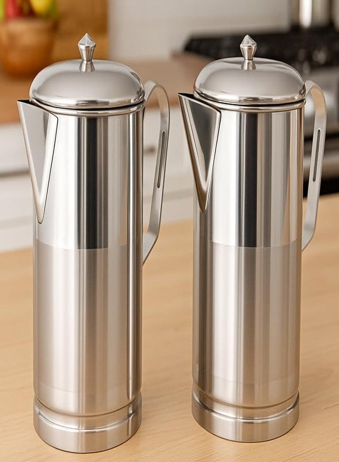 VISAXMI Stainless Steel Water Jug 2 Litre | Seaving Jug with Lid & Handle | Steel Jug for Kitchen | Steel Water Pitcher | Daily Use Water Jug (Pack of 2) - Image 1