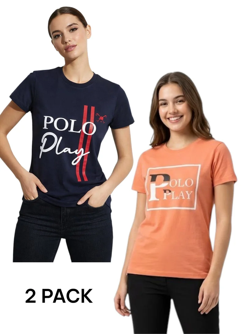 بولو بلاي  Multipack Graphic Print T-Shirt for WOMEN