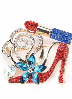Women Crystal Brooches, Lip Stick and High Heel Brooch Pin for Brides Mom's Present
