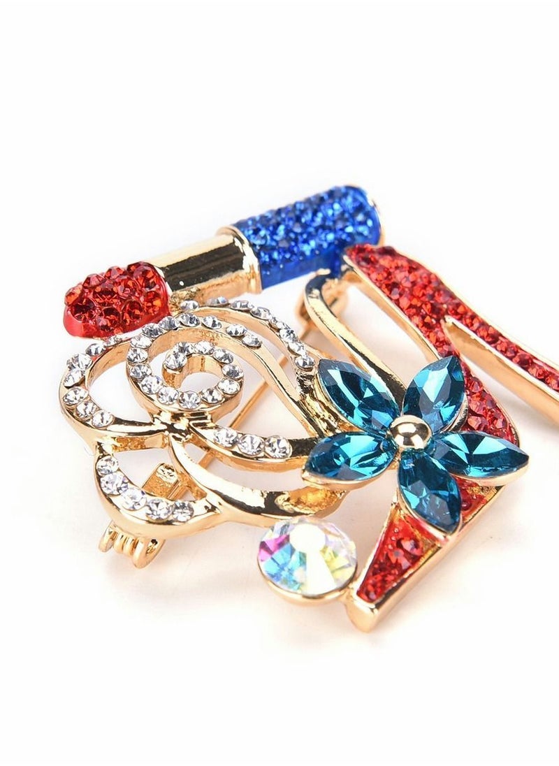 Y&D - Women Crystal Brooches, Lip Stick and High Heel Brooch Pin for Brides Mom's Present - Image 1