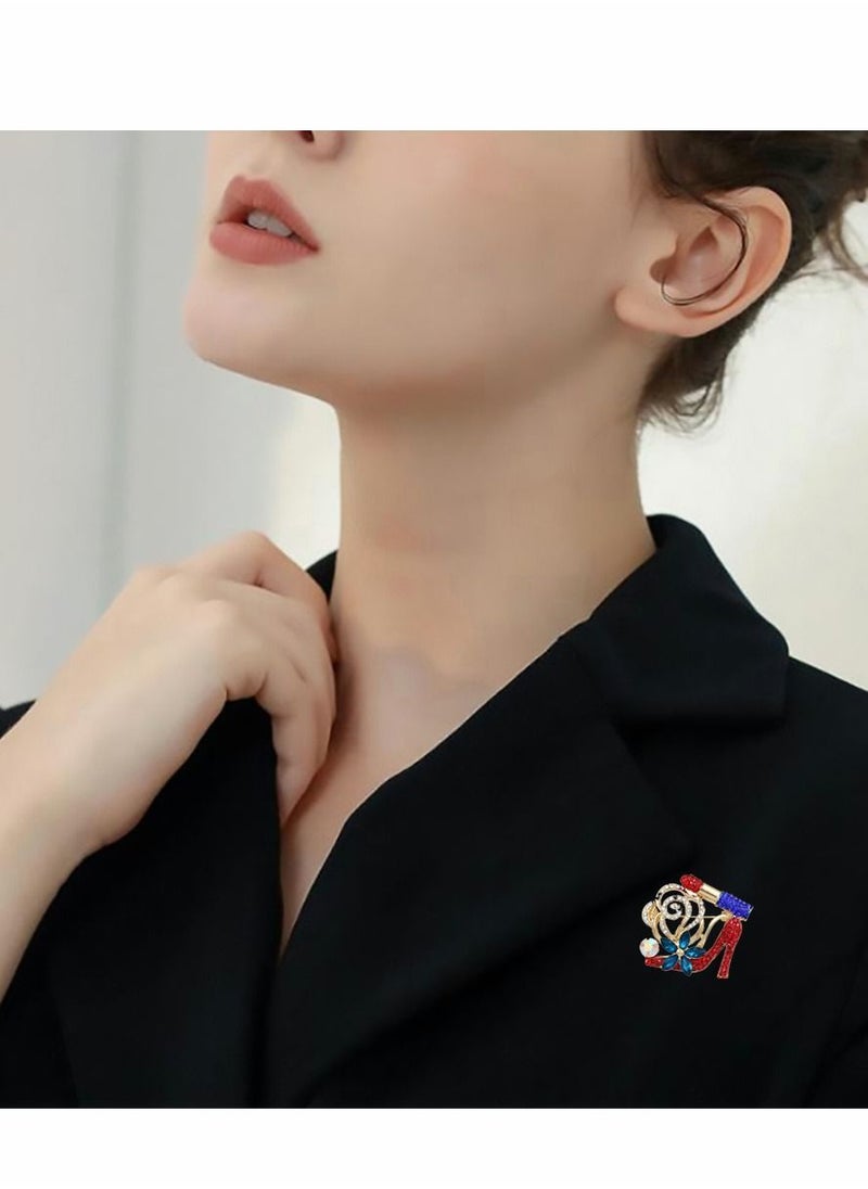Y&D - Women Crystal Brooches, Lip Stick and High Heel Brooch Pin for Brides Mom's Present - Image 1