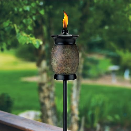 TIKI Resin Jar Torch, 4-in-1 Design, 64" – Weather-Resistant Outdoor Torch for Patio, Garden & Lawn | Stone Color | Includes Long-Lasting Wick & Snuffer | Decorative Backyard & Landscaping Torch - Image 2