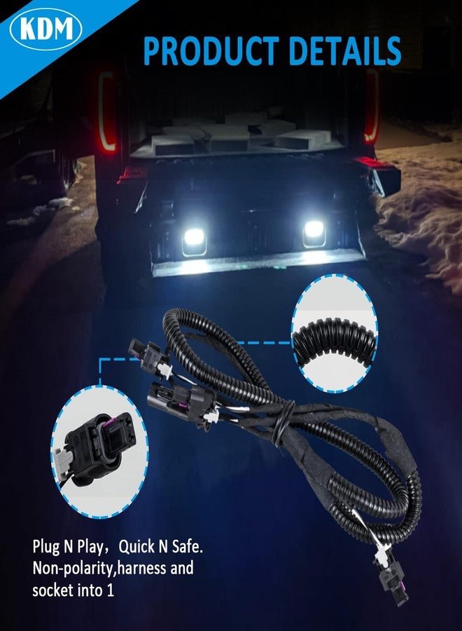 KDM LED Rear Tailgate Step Light with Wiring Harness Connector Fit for 2020-2021 GMC Sierra 1500 2500 3500 HD,2020 Chevy Silverado 1500 2500 3500 HD,6000K Multi-Pro Truck Bed Lamp Replacement 84347814 - Image 4