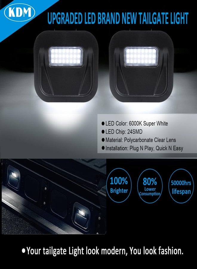 KDM LED Rear Tailgate Step Light with Wiring Harness Connector Fit for 2020-2021 GMC Sierra 1500 2500 3500 HD,2020 Chevy Silverado 1500 2500 3500 HD,6000K Multi-Pro Truck Bed Lamp Replacement 84347814 - Image 2