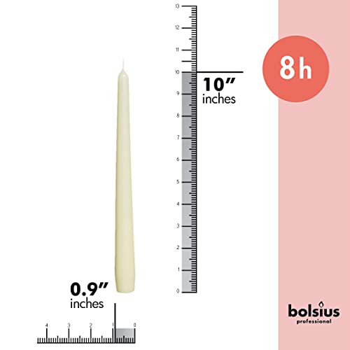 BOLSIUS Ivory Taper Candles - 10 Pack Unscented 10 Inch Dinner Candle Set - 8 Hours Burn Time - Premium European Quality - Smokeless and Dripless Household, Wedding, Party, and Home Décor Candlesticks - Image 2