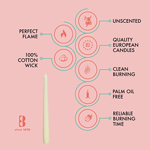 BOLSIUS Ivory Taper Candles - 10 Pack Unscented 10 Inch Dinner Candle Set - 8 Hours Burn Time - Premium European Quality - Smokeless and Dripless Household, Wedding, Party, and Home Décor Candlesticks - Image 3