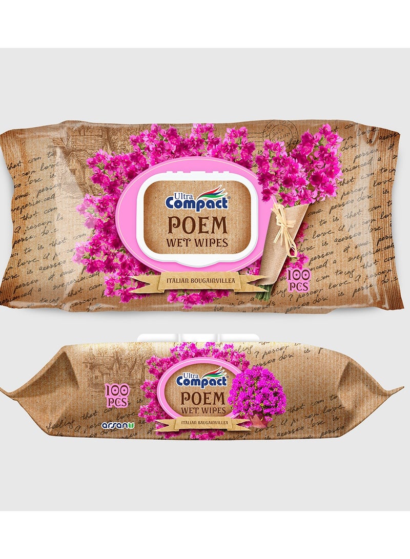 Ultra Compact Italian Bougainvillea Poem Wet Wipes: Fragrant Care Pack - 100pcs - Image 1