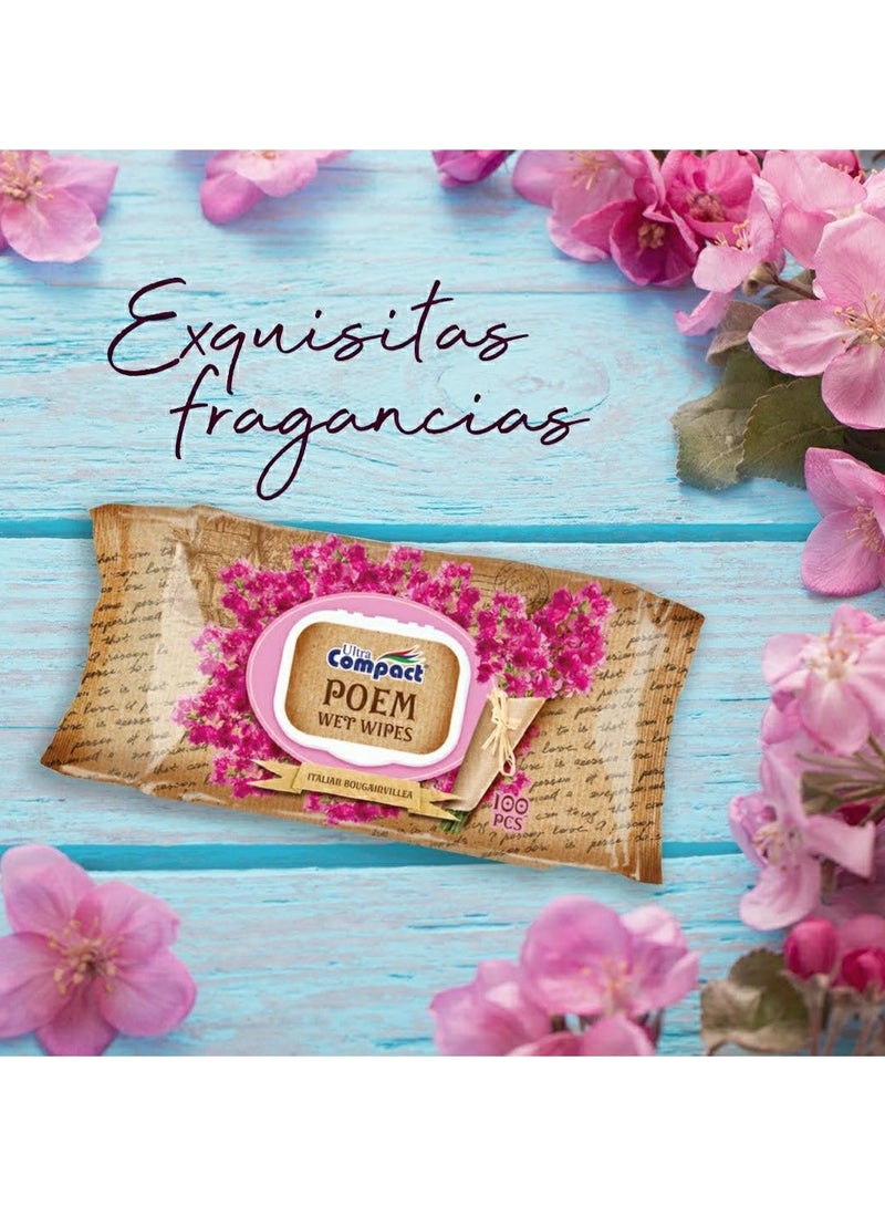 Ultra Compact Italian Bougainvillea Poem Wet Wipes: Fragrant Care Pack - 100pcs - Image 2