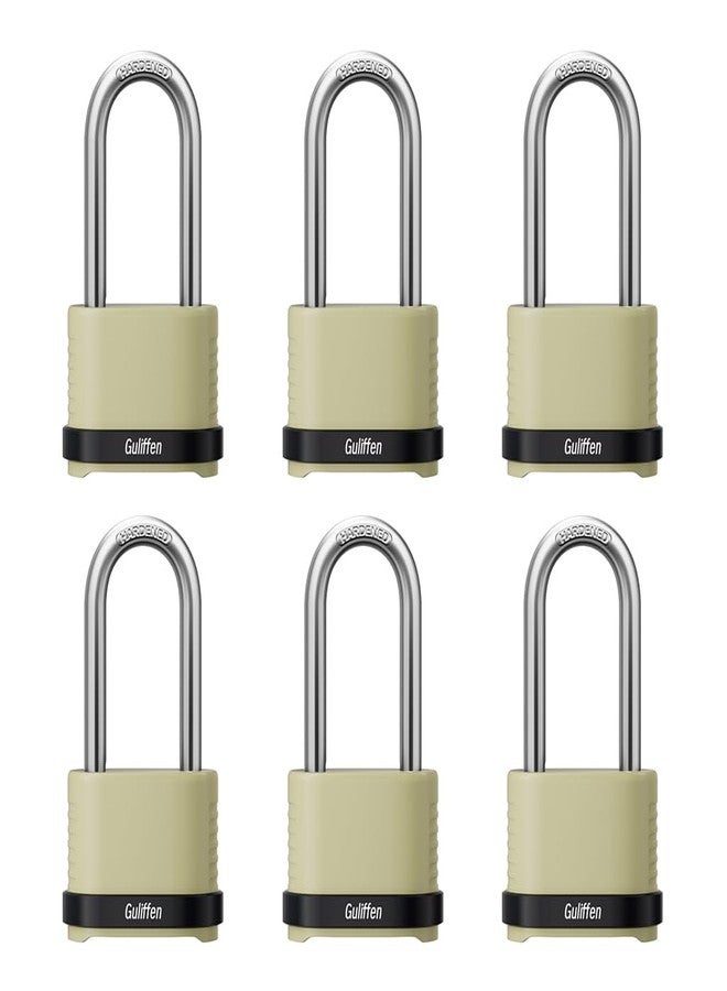 Guliffen Heavy Duty Combination Padlock, Outdoor Combo Lock Weatherproof, Pad Locks with Long Shackle for Locker, Shed, Garage, Gate, Fence, 6 Pack - Image 1