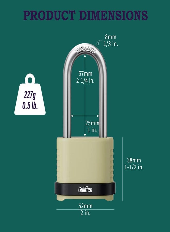 Guliffen Heavy Duty Combination Padlock, Outdoor Combo Lock Weatherproof, Pad Locks with Long Shackle for Locker, Shed, Garage, Gate, Fence, 6 Pack - Image 2