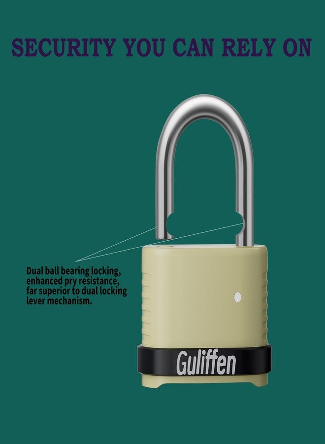 Guliffen Heavy Duty Combination Padlock, Outdoor Combo Lock Weatherproof, Pad Locks with Long Shackle for Locker, Shed, Garage, Gate, Fence, 6 Pack - Image 3