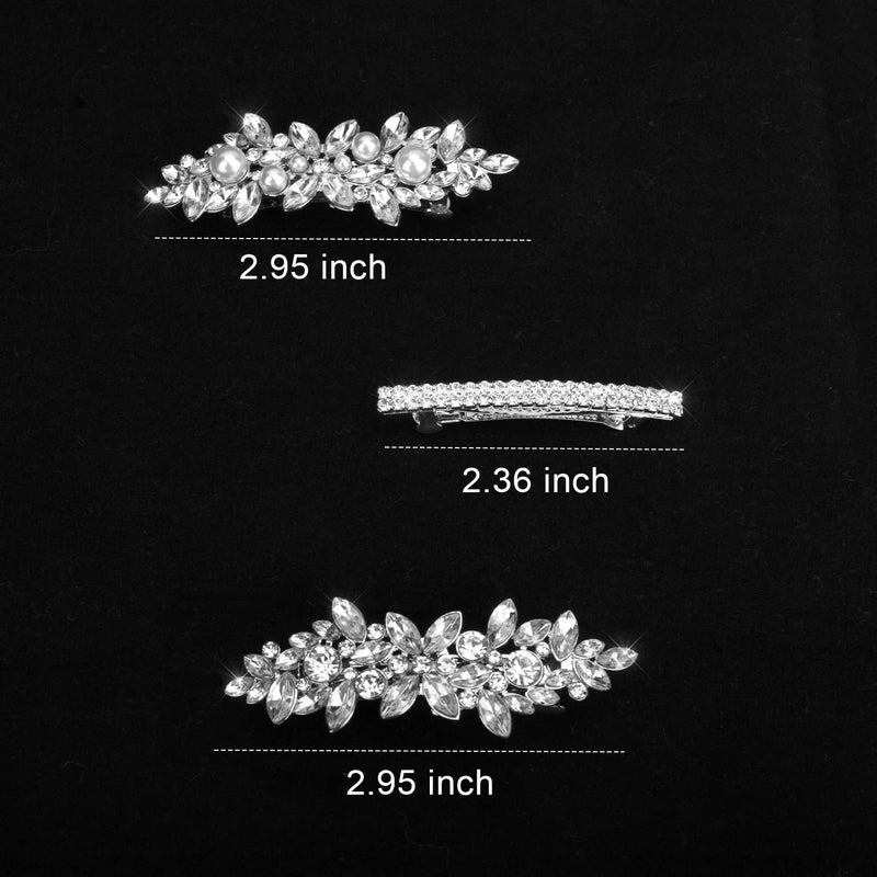 Deoot Hair Barrettes, 4 Pcs Rhinestone Hair Clips for Women - Hair Clip Barrettes with Rhinestones Crystal & Metal Alloy, Flower Hairpins for Women - Hair Accessories for Wedding, Party, Everyday - Image 2