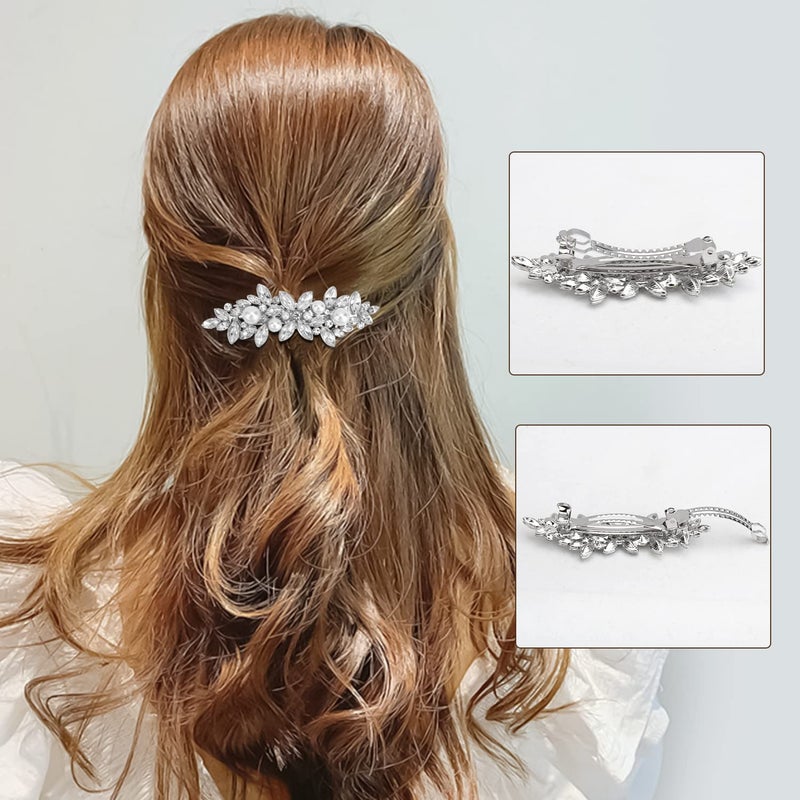 Deoot Hair Barrettes, 4 Pcs Rhinestone Hair Clips for Women - Hair Clip Barrettes with Rhinestones Crystal & Metal Alloy, Flower Hairpins for Women - Hair Accessories for Wedding, Party, Everyday - Image 5