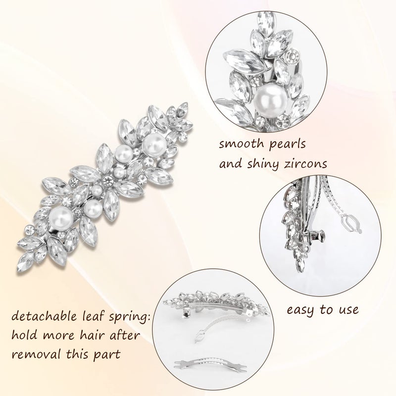 Deoot Hair Barrettes, 4 Pcs Rhinestone Hair Clips for Women - Hair Clip Barrettes with Rhinestones Crystal & Metal Alloy, Flower Hairpins for Women - Hair Accessories for Wedding, Party, Everyday - Image 3