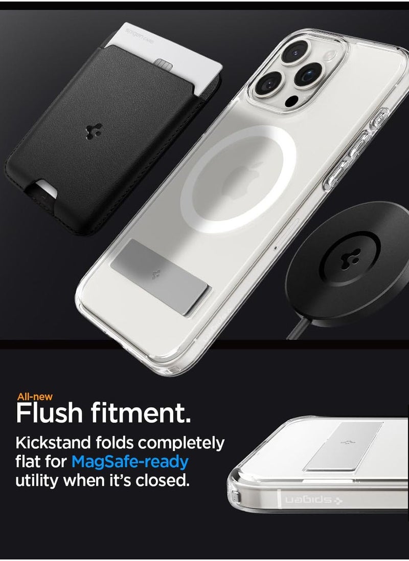 Spigen Ultra Hybrid S MagFit iPhone 15 Pro MAX Case Cover MagSafe with Kickstand - Crystal Clear  - Image 4