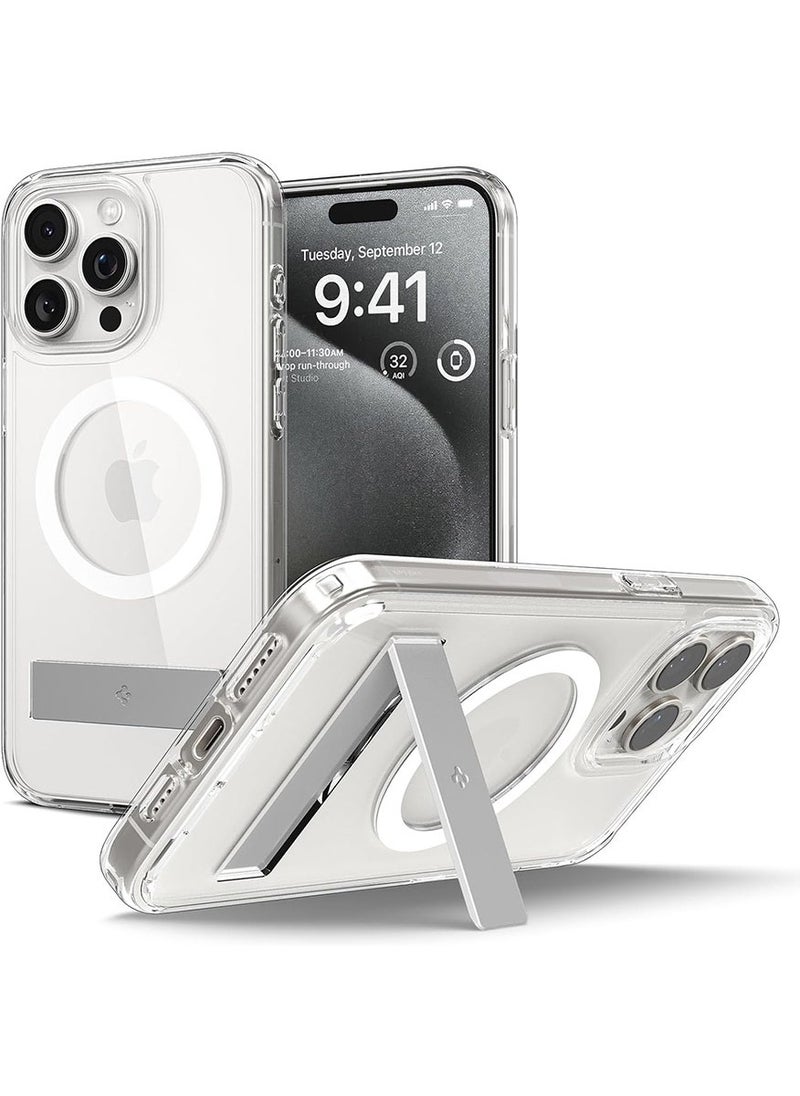 Spigen Ultra Hybrid S MagFit iPhone 15 Pro MAX Case Cover MagSafe with Kickstand - Crystal Clear  - Image 1