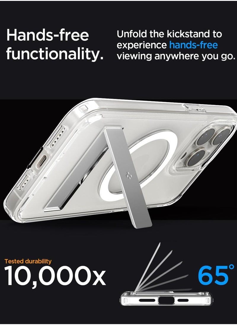 Spigen Ultra Hybrid S MagFit iPhone 15 Pro MAX Case Cover MagSafe with Kickstand - Crystal Clear  - Image 3