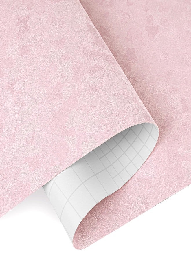 Decotalk Pink Velvet Wallpaper Peel and Stick Velvet Wallpaper Adhesive Felt Fabric Wallpaper Light Pink Felt Sheet for Crafts 15.7x120 Inch Pink Flocked Wall Paper Soft Velvet Contact Paper Pink - Image 1