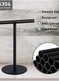Excefore Minimalist T-Shape Hand Towel Holder, Free Standing Rack for Bathroom & Kitchen Countertops | Matte Black Stainless Steel Finish  - Image 3