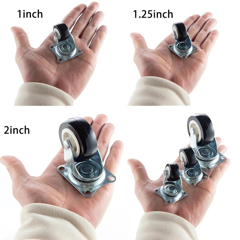 Heavy Duty Furniture Casters 4pcs 1 2 Inch PVC Mute Wheels With Brake And Swivel - Image 3