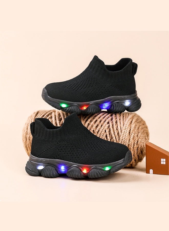 حذاء رياضي للأطفال الصغار مزود بإضاءة LED يسمح بمرور الهواء للمشي الأول، حذاء رياضي كاجوال شبكي للأولاد والبنات - Image 2