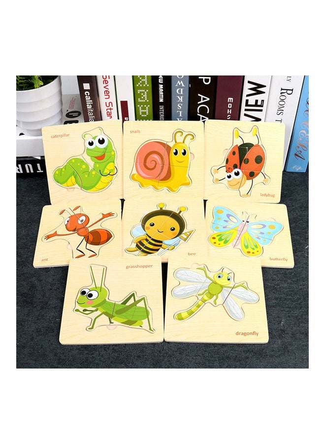 NIBEMINENT 8-Piece Wooden Cartoon Fruit Puzzle 16x2x16cm - Image 4