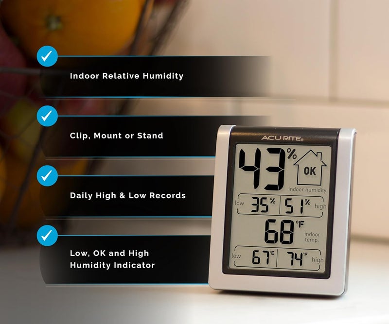 Acurite Wireless Digital Indoor Thermometer and Hygrometer Monitor for Inside Temperature and Humidity Measurements (00613) - Image 2