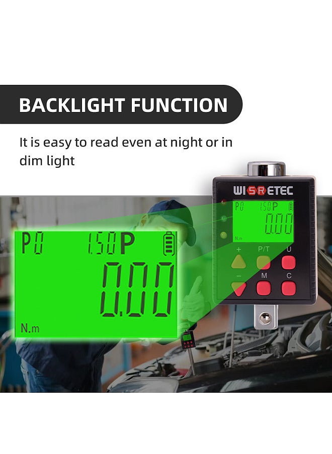 Generic Digital Torque Meter Digital Backlight Display Wrench Torque Tester Two Working Modes Adjustable Five Units Switchable with Buzzer and LED Indicator Light Function  - Image 5