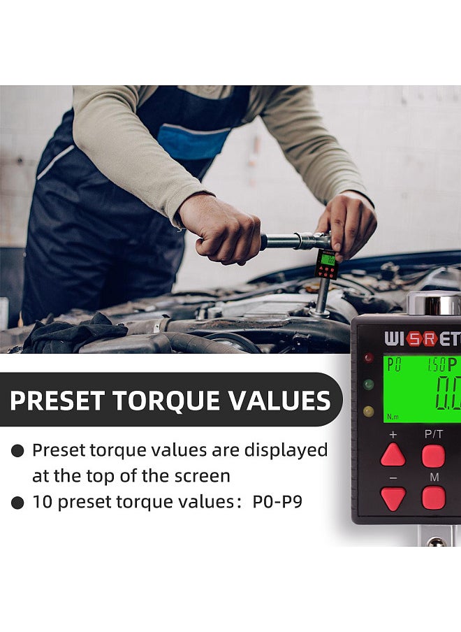 Generic Digital Torque Meter Digital Backlight Display Wrench Torque Tester Two Working Modes Adjustable Five Units Switchable with Buzzer and LED Indicator Light Function  - Image 3