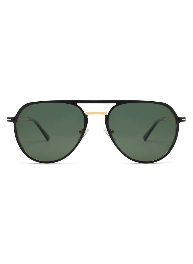 Sojos Trendy Aviator Polarized Sunglasses For Women Men Retro Shades Classic Metal Sun Glasses Sj1204 Black&Gold/Green Lens  - Image 2