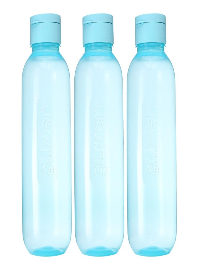 Gluman Plastic Spout-Lid Water Bottle Set of 3 | Anti Bacterial | 100% Food Grade | Dishwasher Safe | Freezer Safe | Recyclable (1100 ml Bottle) (Sky Blue) - Image 1