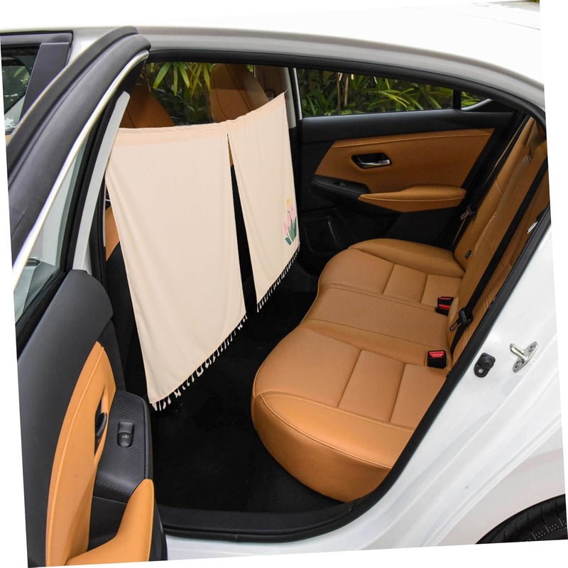 Ciieeo Privacy Curtain for Car Pattern Light Blocking Shades Easy Install Sunshade Screen for Travel Camping and Sleeping Beige Car Partition Curtain - Image 5