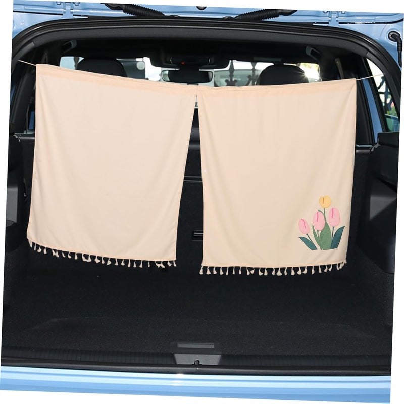 Ciieeo Privacy Curtain for Car Pattern Light Blocking Shades Easy Install Sunshade Screen for Travel Camping and Sleeping Beige Car Partition Curtain - Image 4