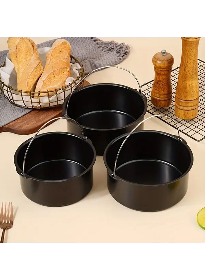 1 3 Non Stick Air Fryer Baking Molds Carbon Steel Round Trays 6 7 8 Inches for Pizza Cakes French Fries Home Cooking Weddings Holidays Easy to Clean Durable Kitchen Accessories - Image 2