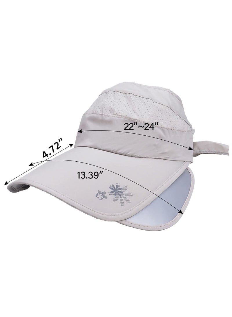 Excefore Wide Brim Visor Hat for Women, Golf Visor Cap Sun Protection Hat for Beach Garden Tennis Running Sunshade Hat - Image 4
