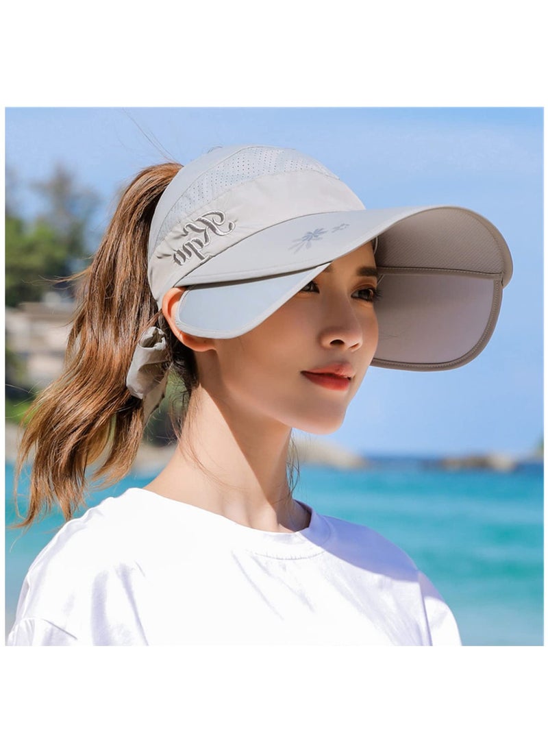 Excefore Wide Brim Visor Hat for Women, Golf Visor Cap Sun Protection Hat for Beach Garden Tennis Running Sunshade Hat - Image 2