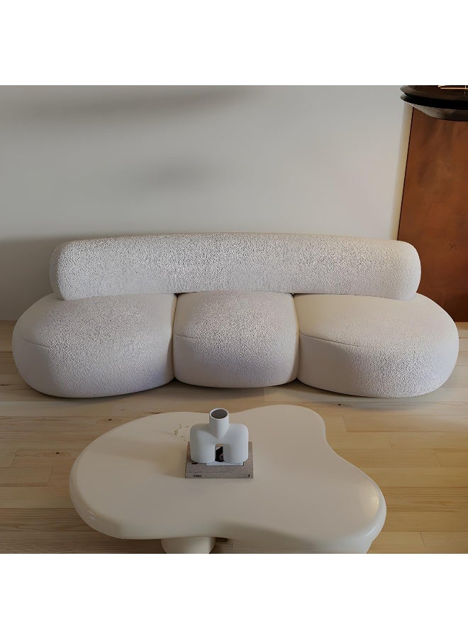 Zayn comforts Beige Sherpa Upholstered Scandinavian Sofa - Image 4