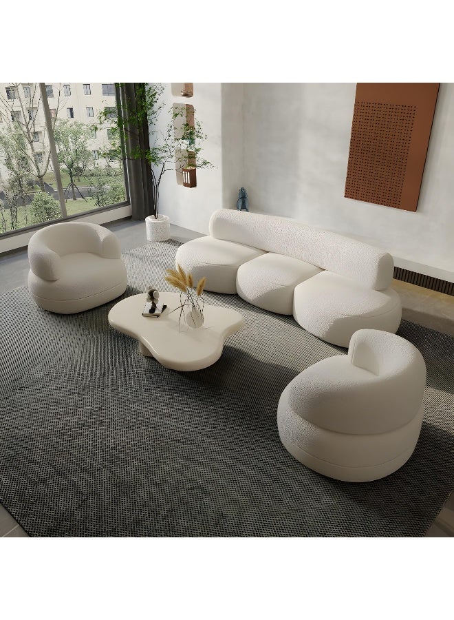 Zayn comforts Beige Sherpa Upholstered Scandinavian Sofa - Image 2