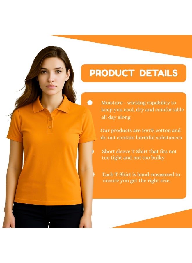 برينت شوب فور مي تي شيرت بولو جولف نسائي بقصّة عادية وأكمام قصيرة من القطن الخالص، 220 جرام لكل متر مربع، ألوان أساسية - Image 3