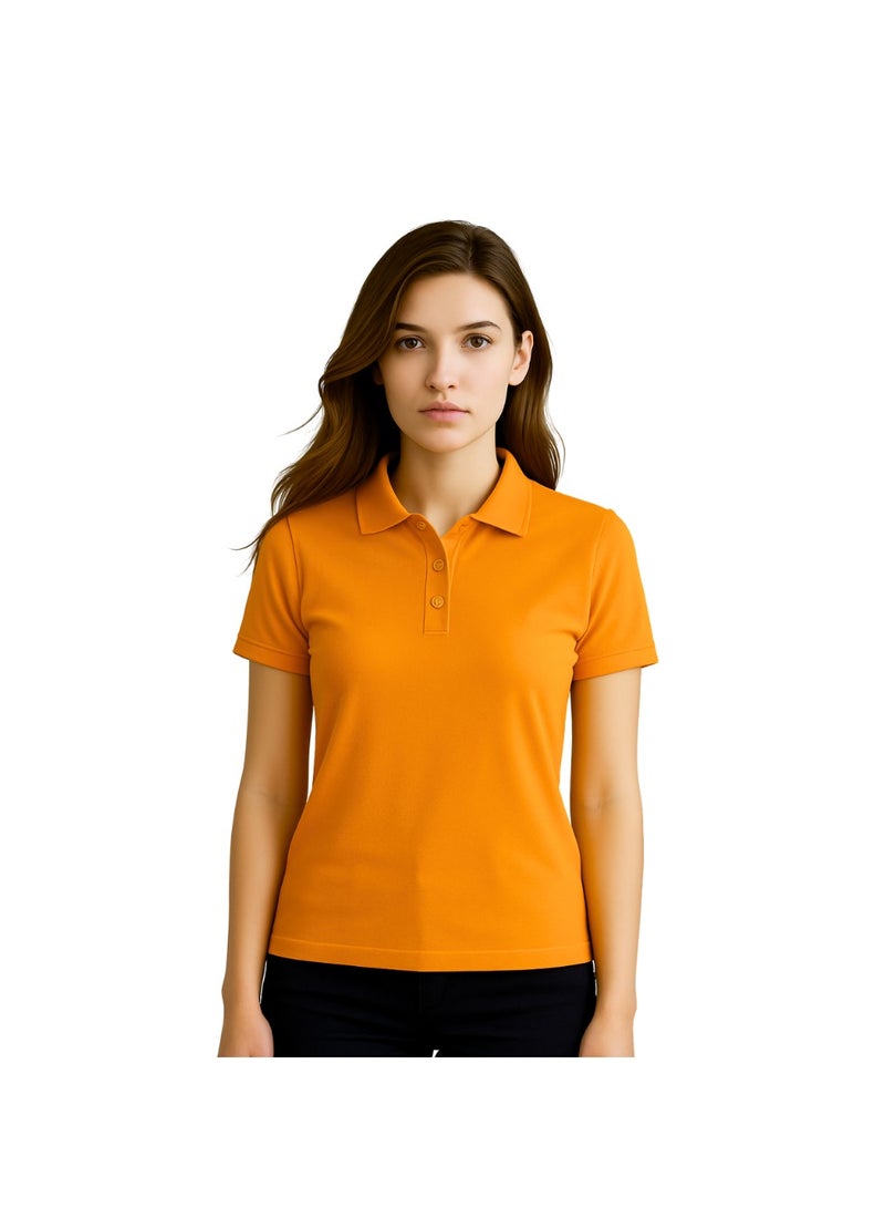 برينت شوب فور مي تي شيرت بولو جولف نسائي بقصّة عادية وأكمام قصيرة من القطن الخالص، 220 جرام لكل متر مربع، ألوان أساسية - Image 1