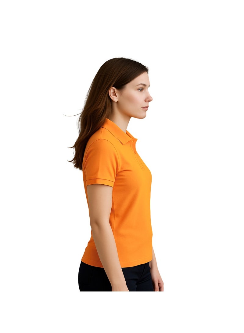 برينت شوب فور مي تي شيرت بولو جولف نسائي بقصّة عادية وأكمام قصيرة من القطن الخالص، 220 جرام لكل متر مربع، ألوان أساسية - Image 2