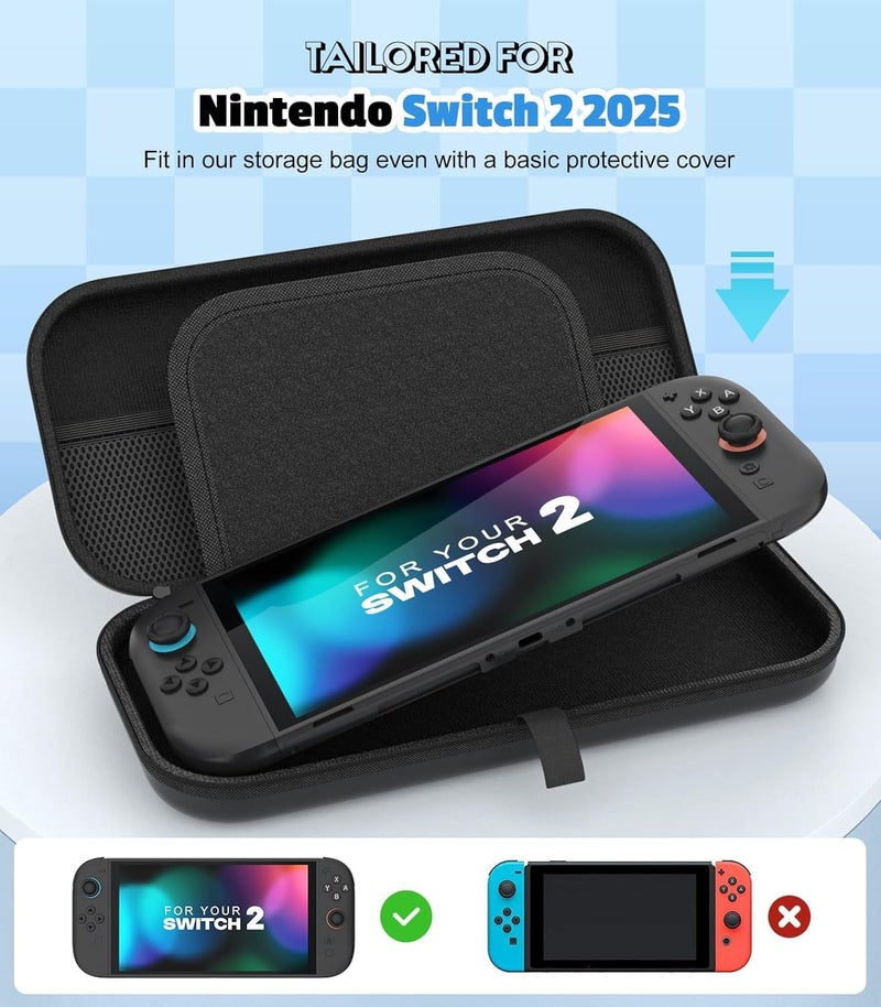 Meyaar PU Case for Nintendo Switch 2 Gamepad, Organizer Case for Nintendo Switch OLED & Switch 2 with 12 Games Cartridges Slot Anti-Scratch Storage Cover - Image 2