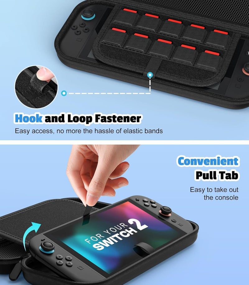Meyaar PU Case for Nintendo Switch 2 Gamepad, Organizer Case for Nintendo Switch OLED & Switch 2 with 12 Games Cartridges Slot Anti-Scratch Storage Cover - Image 3
