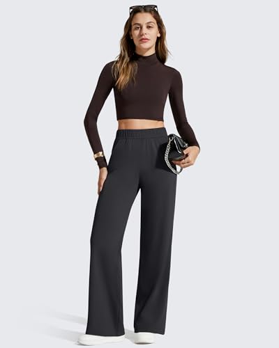 G4Free Women Pants Casual Wide Leg Yoga Work Pants with Pockets High Waist Dress Pants Business Office Trousers Slacks (Black,XL,Regular) - Image 5