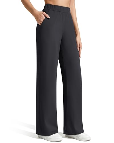 G4Free Women Pants Casual Wide Leg Yoga Work Pants with Pockets High Waist Dress Pants Business Office Trousers Slacks (Black,XL,Regular) - Image 1
