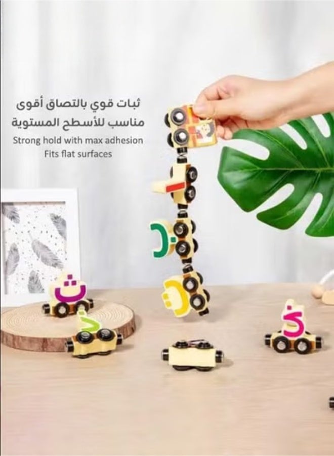 MIXDE Wooden Magnetic Train Toy, 29 PCS Alphabet Train Set for Toddlers, Educational Arabic Alphabet Learning Toy, Preschool Learning Gift for Boys and Girls - Image 1