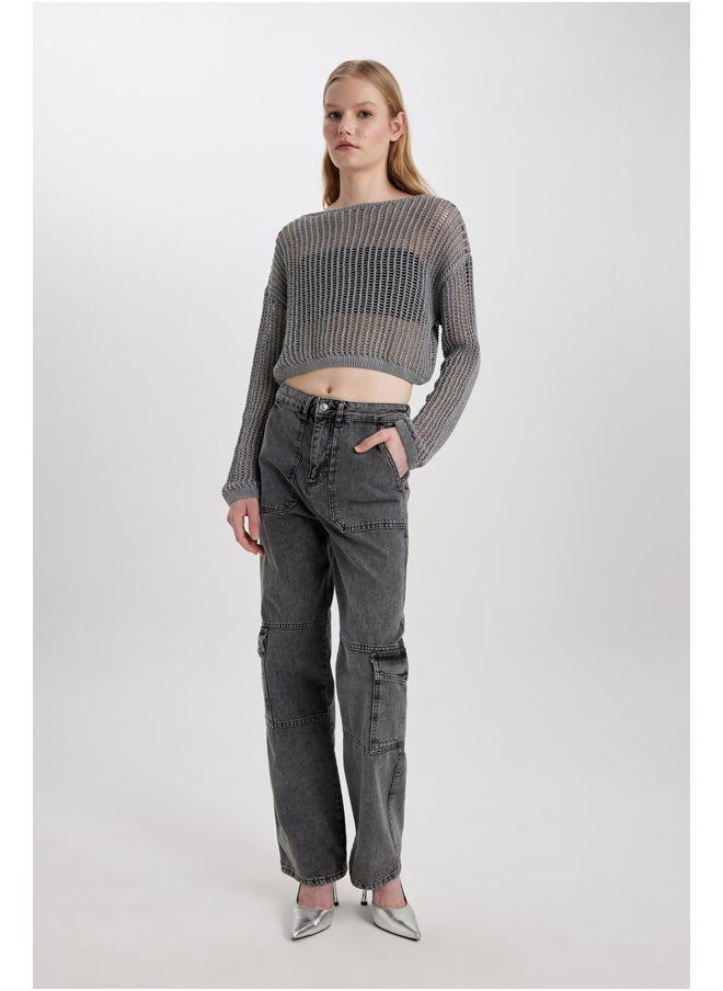 DeFacto - Woman Relax Fit Boat Neck Long Sleeve Tricot Pullover - Image 1