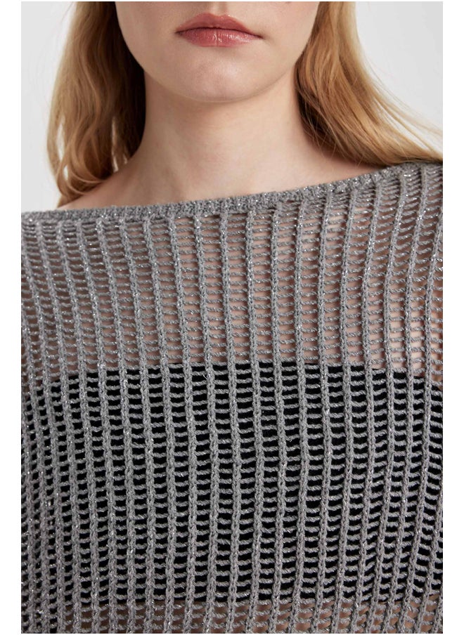 DeFacto - Woman Relax Fit Boat Neck Long Sleeve Tricot Pullover - Image 1