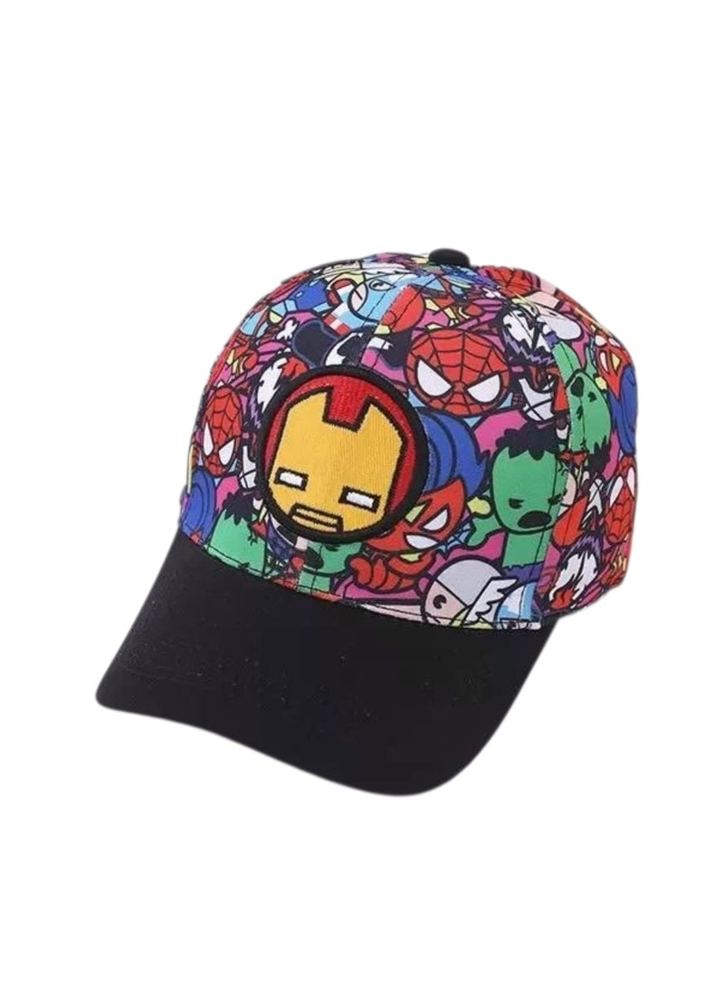 Casual Kids' Superhero-Print Cap – Curved-Brim Baseball Hat – Colorful Design Suitable for Boys and Girls